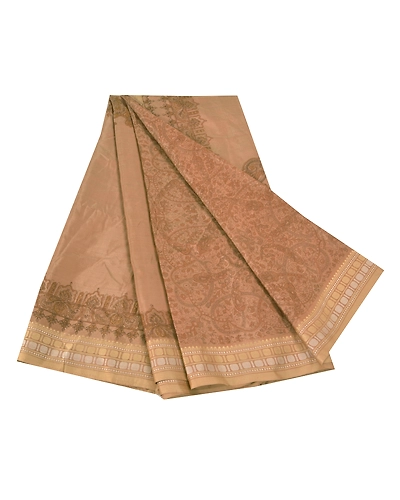Sanskriti Vintage Brown Printed Sarees Pure Silk Sari Printed 5Yd Craft Fabric, PR-58780-Shade Of Brown-Printed Floral Design-Pure Silk-6