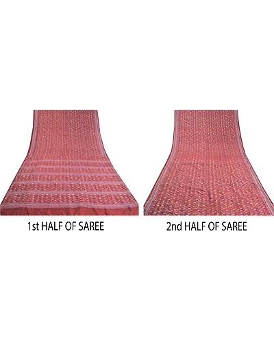 Sanskriti Vintage Dark Red Indian Sarees 100% Pure Silk Printed Sari Fabric, PR-58830-Dark Red-100% Pure Silk-4