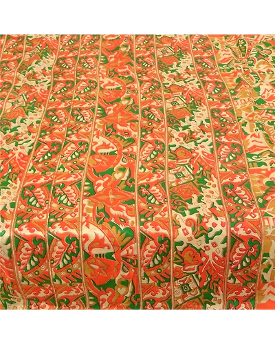 Sanskriti Vintage Sarees Indian Orange Pure Silk Printed Sari Soft Craft Fabric, PR-58831-Orange-Printed Floral Design-Pure Silk-3