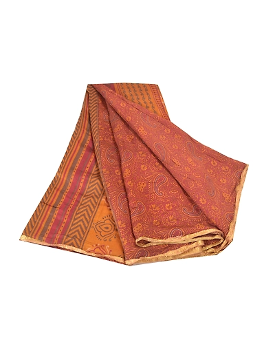 Sanskriti Vintage Sarees Dark Red Pure Silk Printed Sari Floral 5Yd Craft Fabric, PR-58833-Dark Red-Printed Floral Design-Pure Silk-6