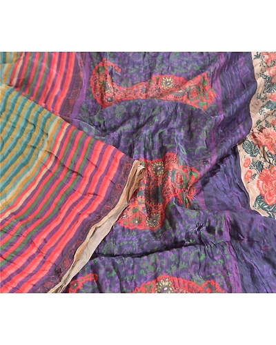 Sanskriti Vintage Sarees Multi Art Silk Printed Sari Floral Soft Craft Fabric, PR-58839-Multi-Printed Floral Design-Art Silk-1