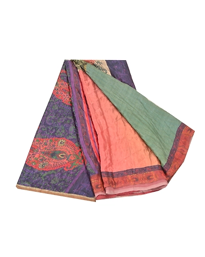 Sanskriti Vintage Sarees Multi Art Silk Printed Sari Floral Soft Craft Fabric, PR-58839-Multi-Printed Floral Design-Art Silk-6