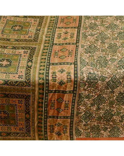 Sanskriti Vintage Green Indian Sarees 100% Pure Silk Printed Sari Craft Fabric, PR-58955-Green-Printed Floral Design-Pure Silk-3
