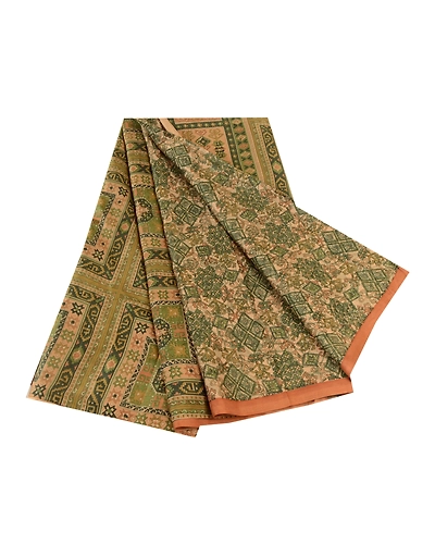 Sanskriti Vintage Green Indian Sarees 100% Pure Silk Printed Sari Craft Fabric, PR-58955-Green-Printed Floral Design-Pure Silk-6