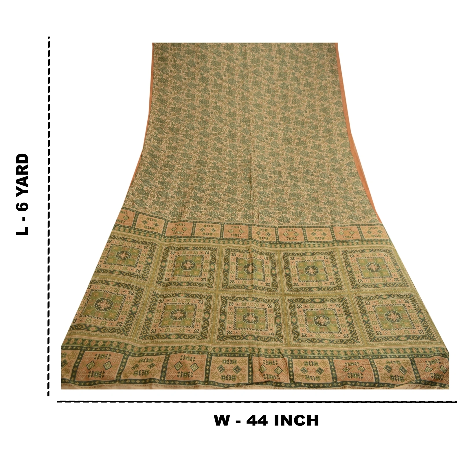 Sanskriti Vintage Green Indian Sarees 100% Pure Silk Printed Sari Craft Fabric, PR-58955-Green-Printed Floral Design-Pure Silk-8