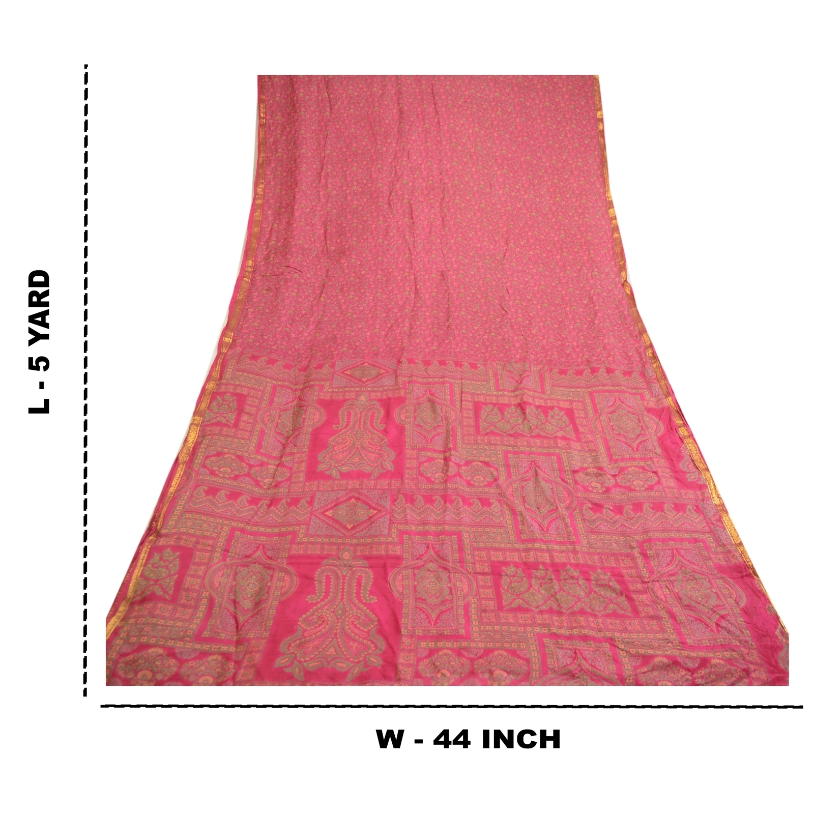 Sanskriti Vintage Pink Sarees 100% Pure Silk Printed Sari 5Yd Soft Craft Fabric, PR-59000-Pink-Printed Floral Design-Pure Silk-8