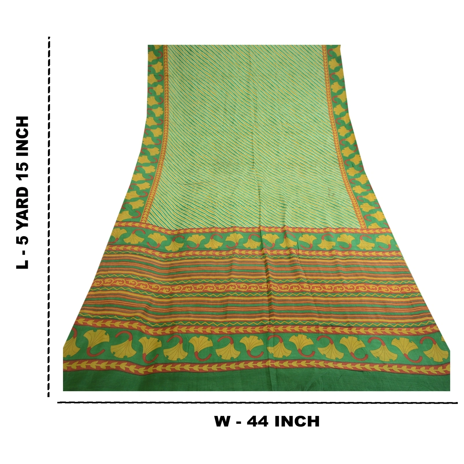 Sanskriti Vintage Green Sarees 100% Pure Silk Printed Sari Floral Craft Fabric, PR-59020-Green-Printed Floral Design-Pure Silk-9