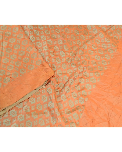 Sanskriti Vintage Orange Indian Sarees Pure Silk Printed Sari Soft Craft Fabric, PR-59096-Orange-Printed Floral Design-Pure Silk-1