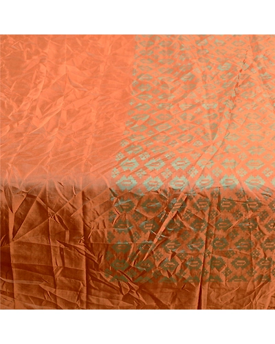 Sanskriti Vintage Orange Indian Sarees Pure Silk Printed Sari Soft Craft Fabric, PR-59096-Orange-Printed Floral Design-Pure Silk-3