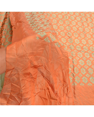 Sanskriti Vintage Orange Indian Sarees Pure Silk Printed Sari Soft Craft Fabric, PR-59096-Orange-Printed Floral Design-Pure Silk-5