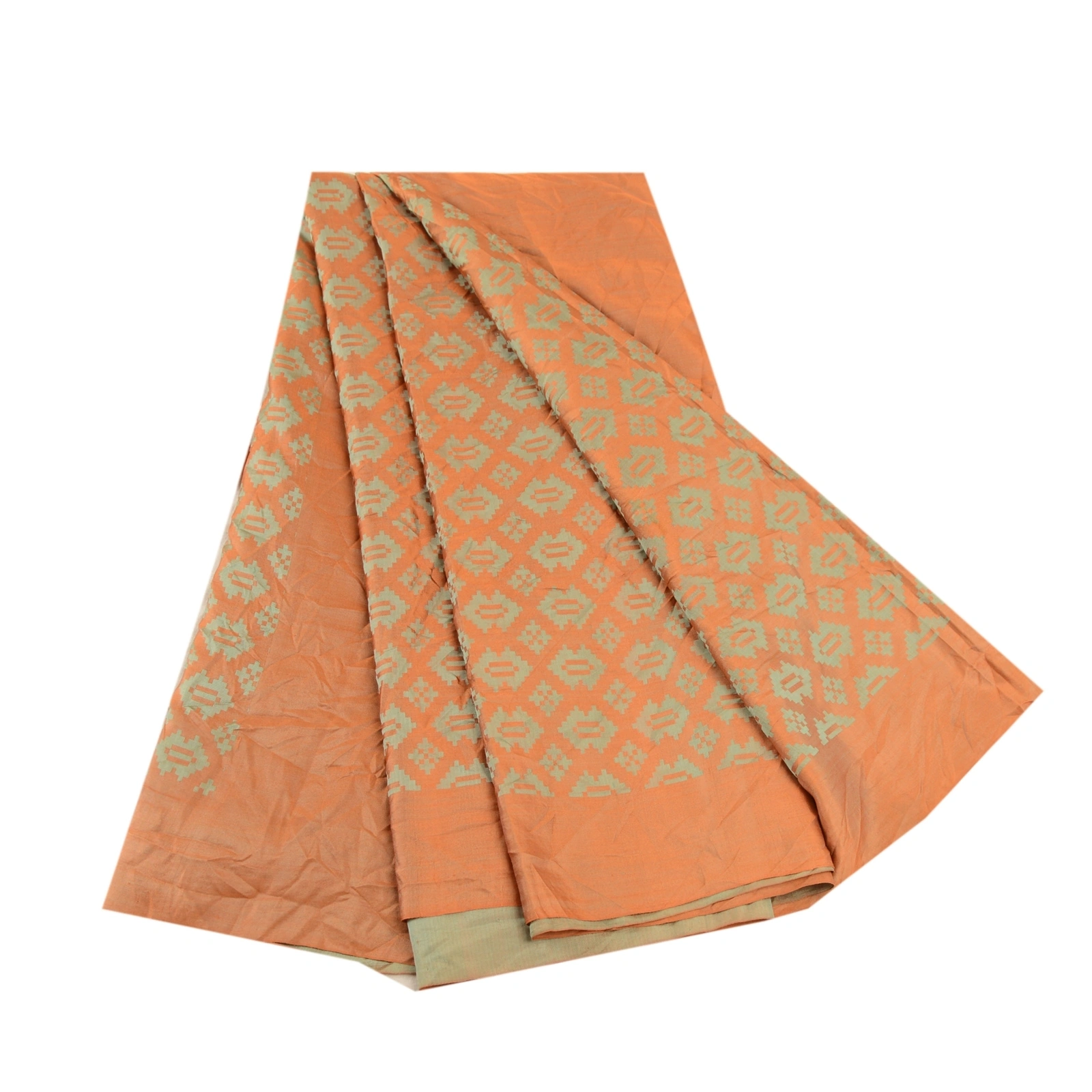 Sanskriti Vintage Orange Indian Sarees Pure Silk Printed Sari Soft Craft Fabric, PR-59096-Orange-Printed Floral Design-Pure Silk-6