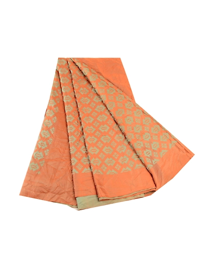 Sanskriti Vintage Orange Indian Sarees Pure Silk Printed Sari Soft Craft Fabric, PR-59096-Orange-Printed Floral Design-Pure Silk-6