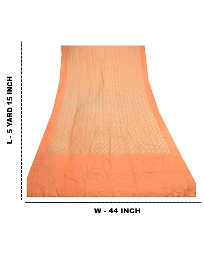 Sanskriti Vintage Orange Indian Sarees Pure Silk Printed Sari Soft Craft Fabric, PR-59096-Orange-Printed Floral Design-Pure Silk-8