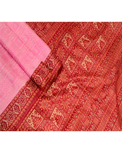 Sanskriti Vintage Pink Indian Sarees Pure Silk Printed Sari Soft Craft Fabric, PR-59102-Pink-Printed Floral Design-Pure Silk-2