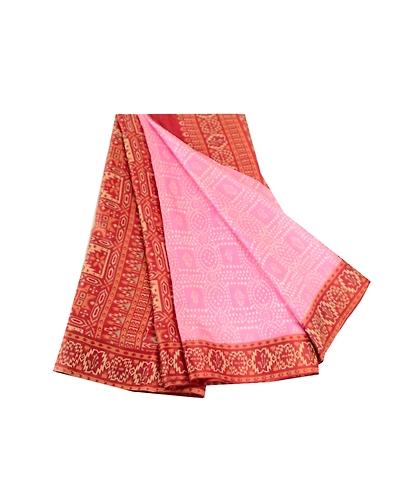 Sanskriti Vintage Pink Indian Sarees Pure Silk Printed Sari Soft Craft Fabric, PR-59102-Pink-Printed Floral Design-Pure Silk-6