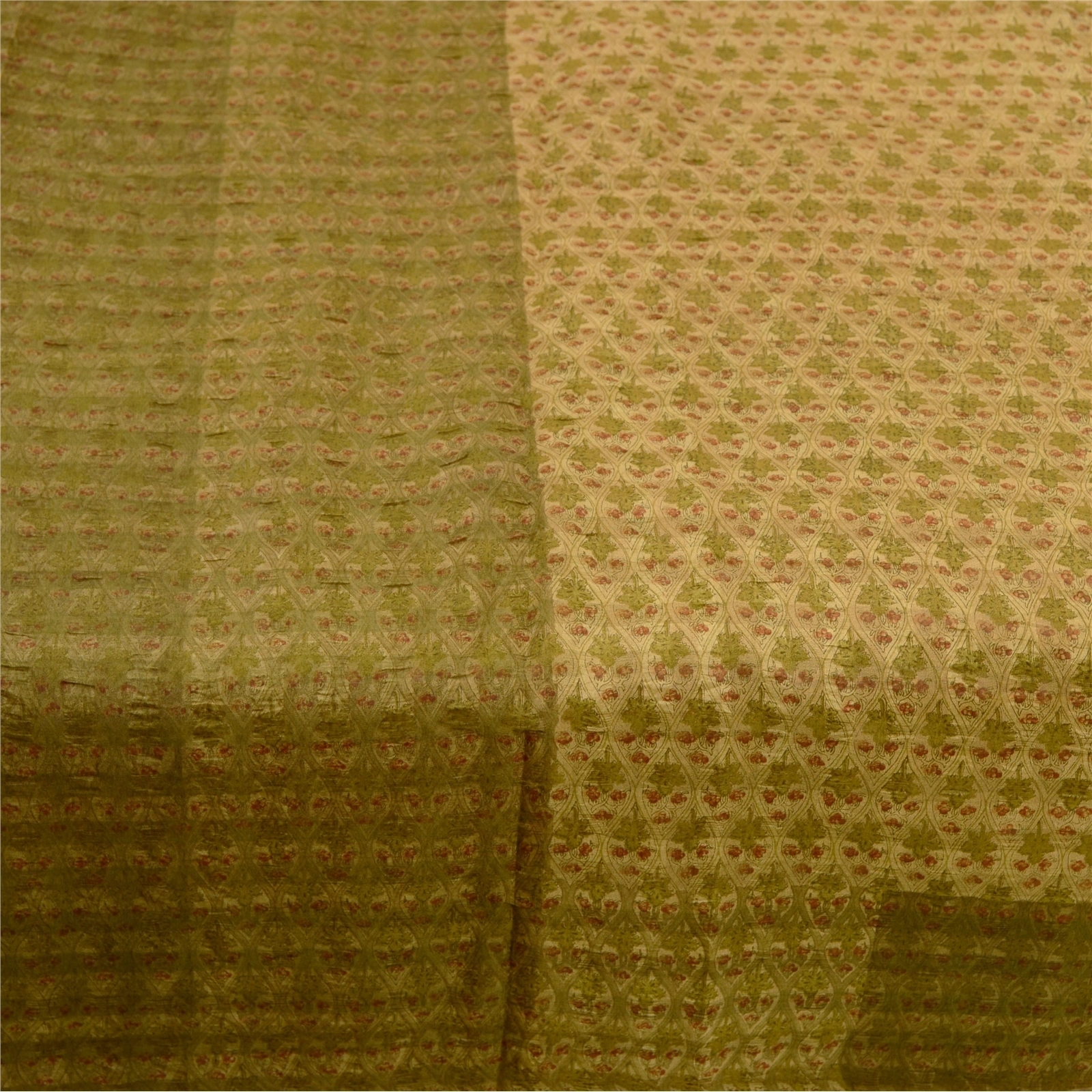 Sanskriti Vintage Green Sarees 100% Pure Silk Printed Sari Floral Craft Fabric, PR-59128-Green-Printed Floral Design-Pure Silk-3