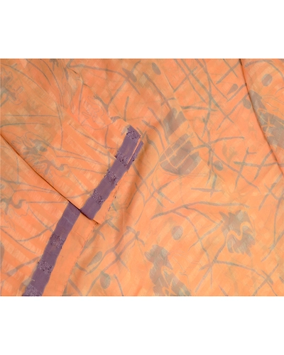 Sanskriti Vintage Peach Sarees 100% Pure Silk Printed Woven Sari Craft Fabric, PR-59129-Peach-Printed Floral Design-Pure Silk-1