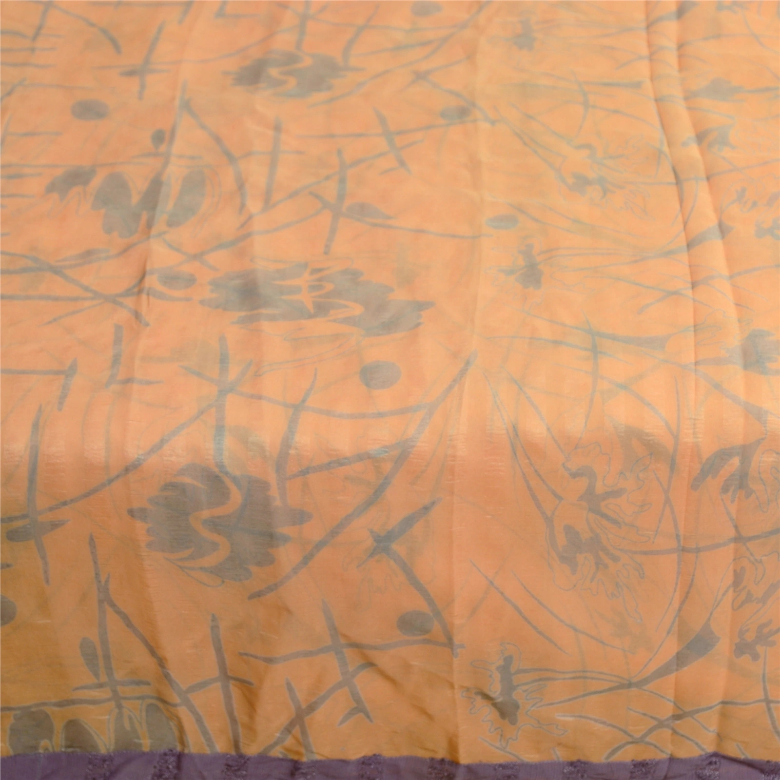 Sanskriti Vintage Peach Sarees 100% Pure Silk Printed Woven Sari Craft Fabric, PR-59129-Peach-Printed Floral Design-Pure Silk-3