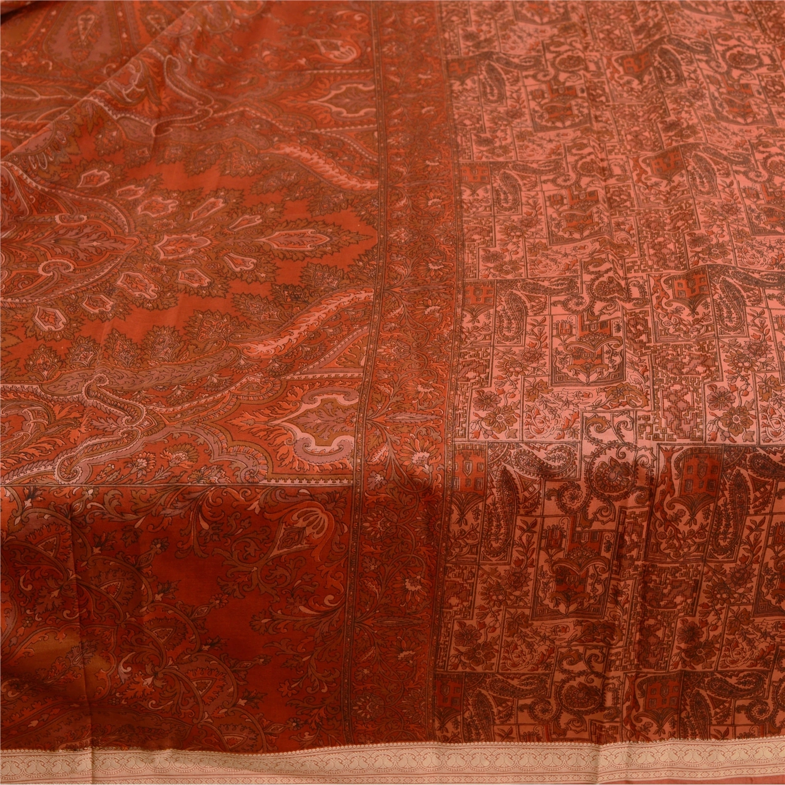 Sanskriti Vintage Pink Indian Sarees Pure Silk Printed Sari Soft Craft Fabric, PR-59135-Pink-Printed Floral Design-Pure Silk-3