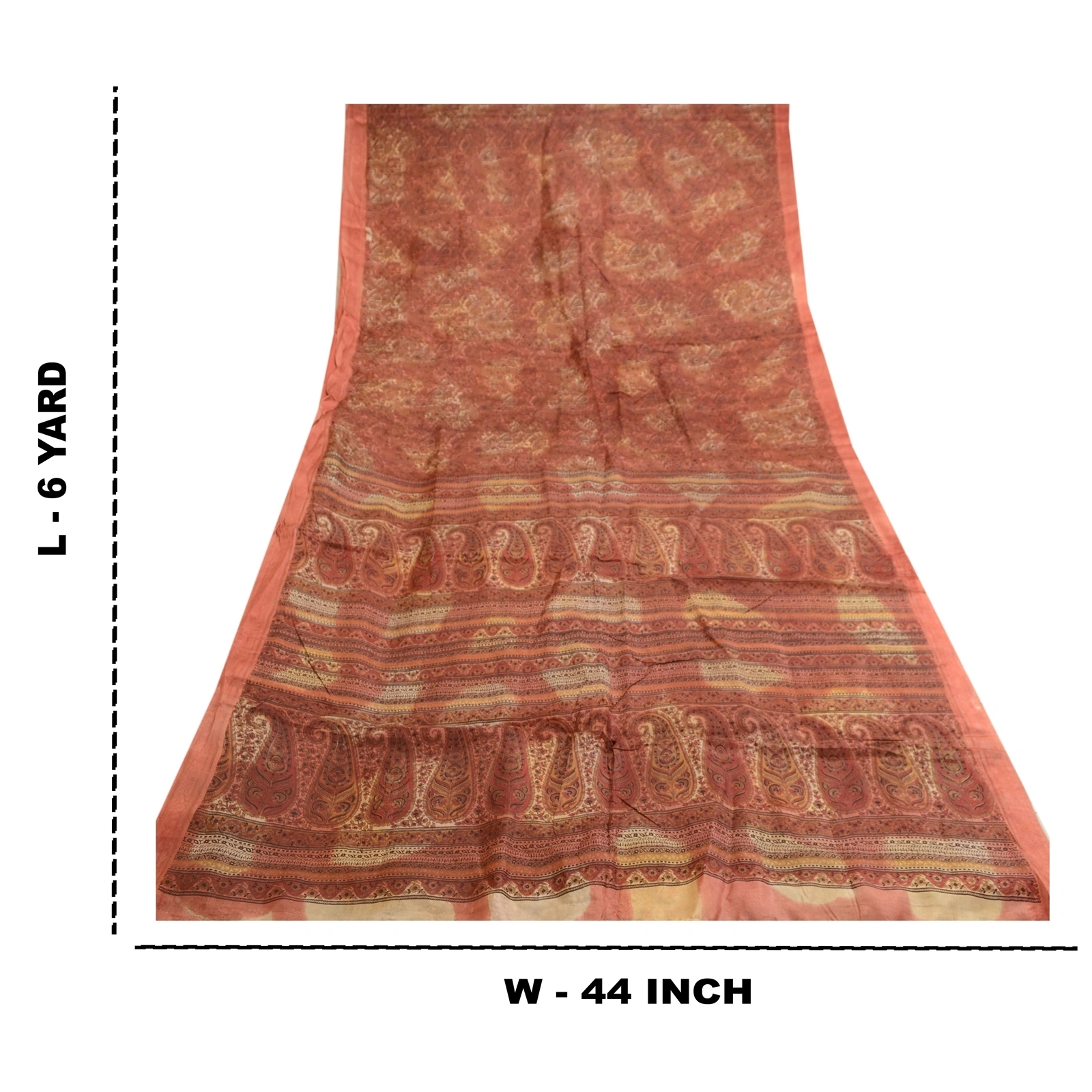 Sanskriti Vintage Dark Red Indian Sarees Pure Silk Printed Sari 5Yd Craft Fabric, PR-59137-Red-Printed Floral Design-Pure Silk-8