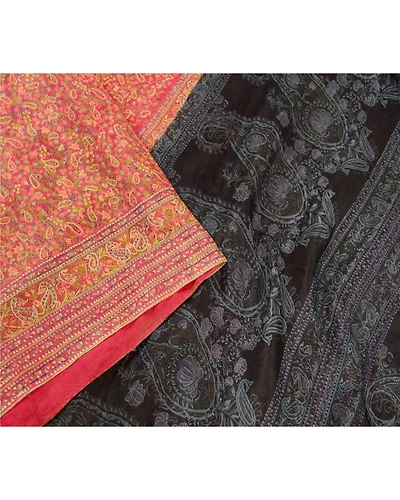 Sanskriti Vintage Pink Sarees Indian Pure Silk Printed Sari Soft Craft Fabric, PR-59152-Pink-Printed Floral Design-Pure Silk-2