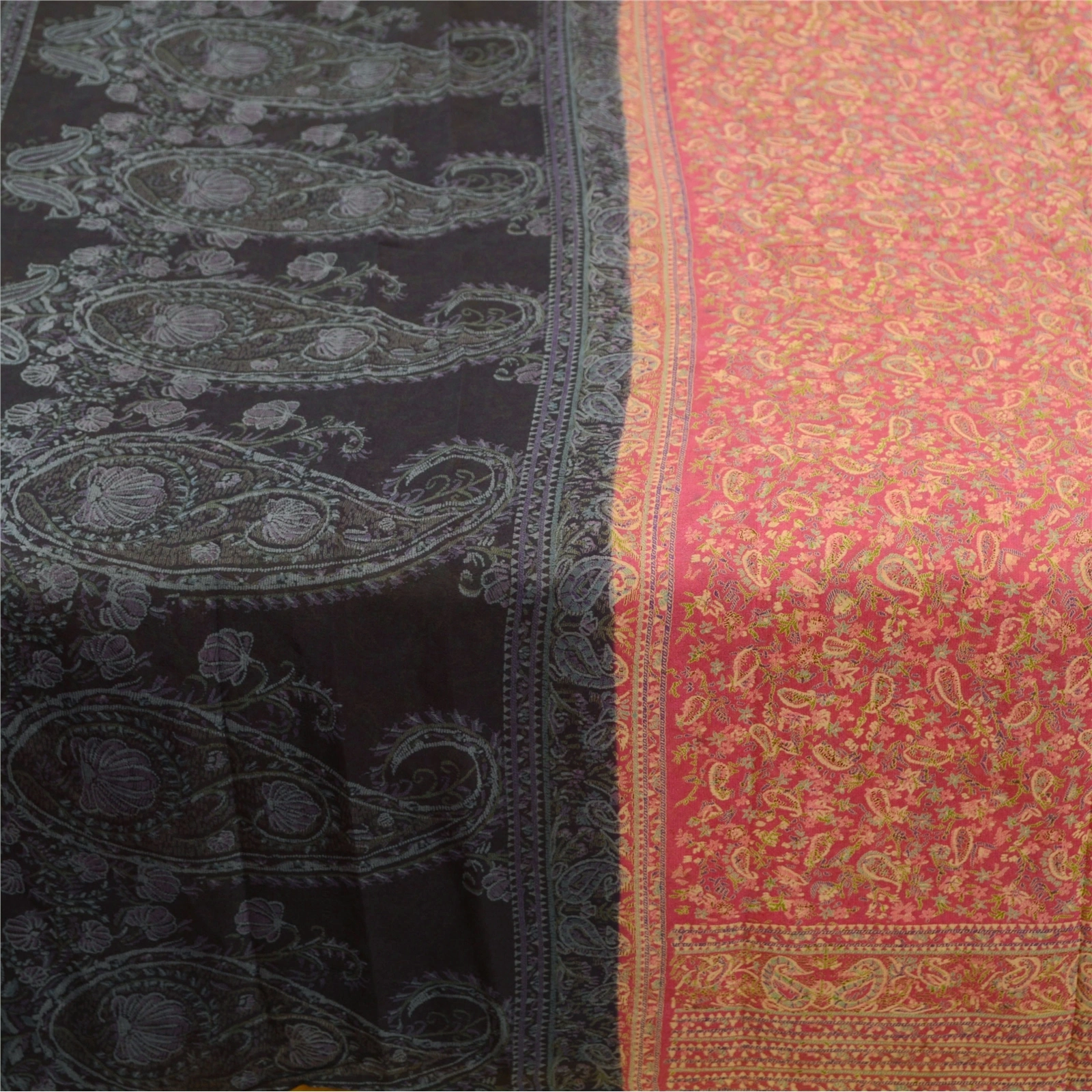 Sanskriti Vintage Pink Sarees Indian Pure Silk Printed Sari Soft Craft Fabric, PR-59152-Pink-Printed Floral Design-Pure Silk-3