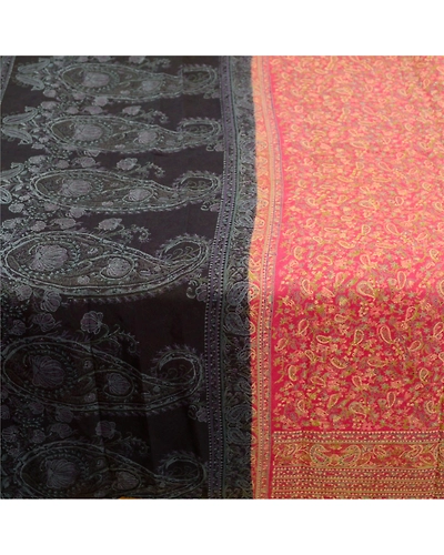 Sanskriti Vintage Pink Sarees Indian Pure Silk Printed Sari Soft Craft Fabric, PR-59152-Pink-Printed Floral Design-Pure Silk-3