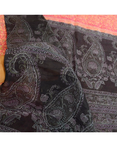 Sanskriti Vintage Pink Sarees Indian Pure Silk Printed Sari Soft Craft Fabric, PR-59152-Pink-Printed Floral Design-Pure Silk-5