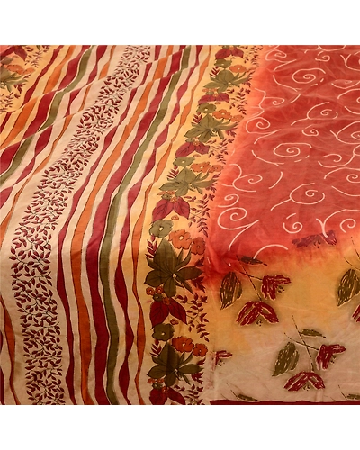 Sanskriti Vintage Cream Sarees 100% Pure Silk Printed Floral Sari Craft Fabric, PR-59164-Cream-Printed Floral Design-Pure Silk-4