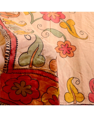 Sanskriti Vintage Light Brown Sarees 100% Pure Silk Printed Sari Craft Fabric, PR-59176-Light Brown-Printed Floral Design-Pure Silk-5