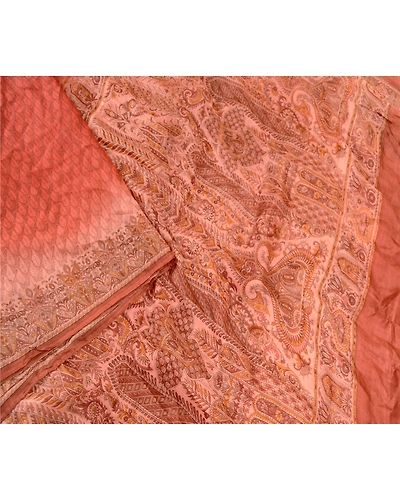 Sanskriti Vintage Dark Red Sarees Pure Silk Printed Sari 5Yd Floral Craft Fabric, PR-59185-Dark Red-Printed Floral Design-Pure Silk-3