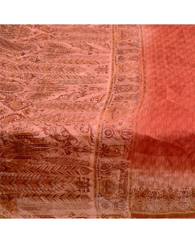 Sanskriti Vintage Dark Red Sarees Pure Silk Printed Sari 5Yd Floral Craft Fabric, PR-59185-Dark Red-Printed Floral Design-Pure Silk-4
