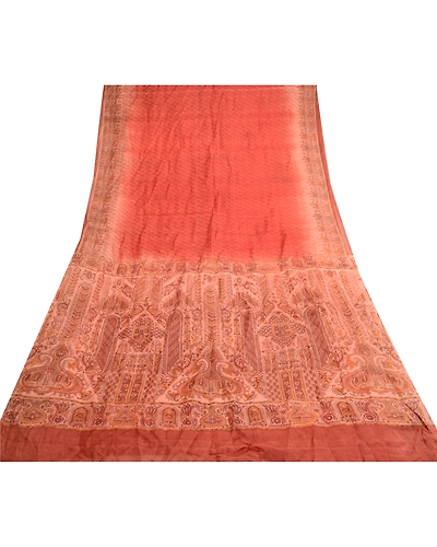 Sanskriti Vintage Dark Red Sarees Pure Silk Printed Sari 5Yd Floral Craft Fabric, PR-59185-Dark Red-Printed Floral Design-Pure Silk-8