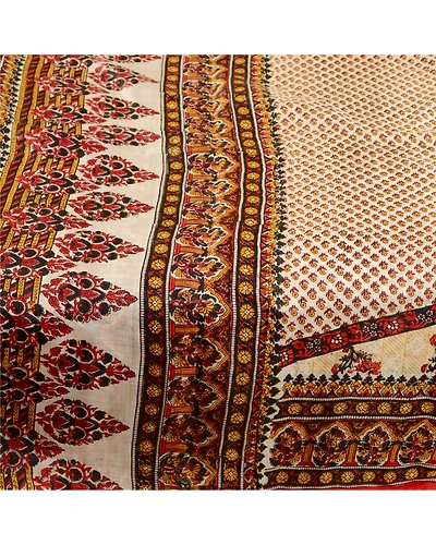 Sanskriti Vintage Cream Sarees Pure Silk Printed Sari 5Yd Floral Craft Fabric, PR-59186-Cream-Printed Floral Design-Pure Silk-3