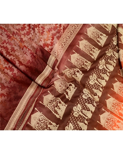 Sanskriti Vintage Pink Baluchari Mythological Sarees Pure Silk Print Sari Fabric, PR-59216-Dusty Pink-Printed Floral Design-Pure Silk-1