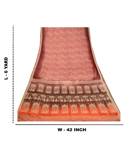 Sanskriti Vintage Pink Baluchari Mythological Sarees Pure Silk Print Sari Fabric, PR-59216-Dusty Pink-Printed Floral Design-Pure Silk-8