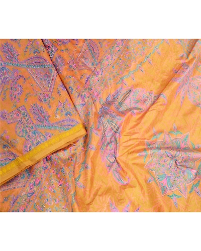 Sanskriti Vintage Green Sarees Art Silk Printed Zari Border Sari Craft Fabric, PR-59220-Green-Printed Floral Design-Art Silk-2