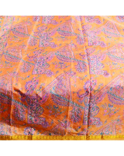Sanskriti Vintage Green Sarees Art Silk Printed Zari Border Sari Craft Fabric, PR-59220-Green-Printed Floral Design-Art Silk-3