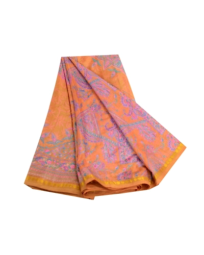 Sanskriti Vintage Green Sarees Art Silk Printed Zari Border Sari Craft Fabric, PR-59220-Green-Printed Floral Design-Art Silk-6