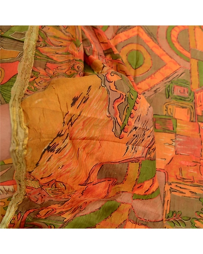 Sanskriti Vintage Multi Sarees Pure Silk Printed Zari Border Sari Craft Fabric, PR-59238-Multi-Printed Floral Design-Pure Silk-5
