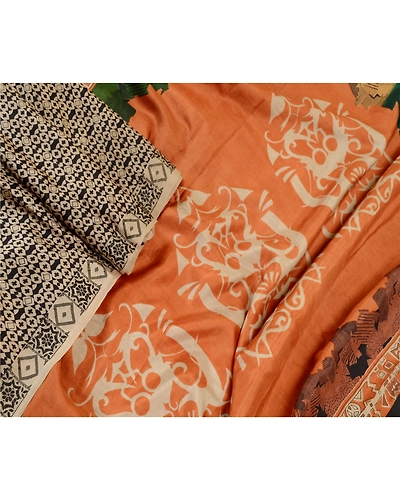 Sanskriti Vintage Black Indian Sarees Pure Silk Printed Soft Sari Craft Fabric, PR-59249-Black-Printed Floral Design-Pure Silk-1