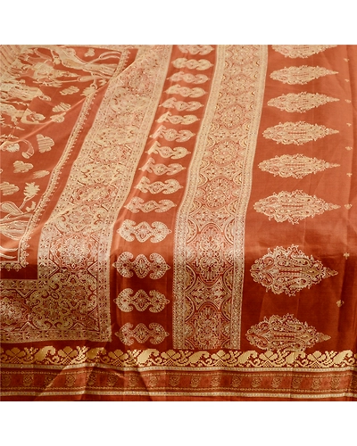 Sanskriti Vintage Brown Human Printed Sarees Pure Silk Soft Sari Craft Fabric, PR-59253-Brown-Printed Floral Design-Pure Silk-5