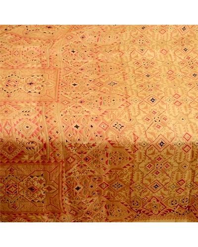 Sanskriti Vintage Beige Indian Pure Silk Printed Sarees Sari 5Yd Craft Fabric, PR-59280-Beige-Printed Floral Design-Pure Silk-3
