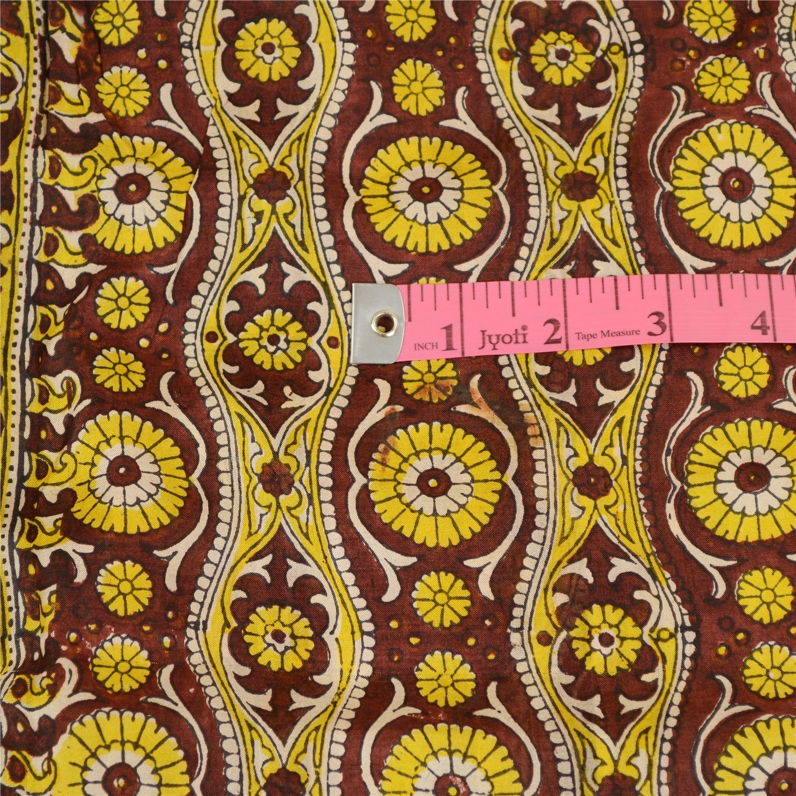 Sanskriti Vintage Brown 100% Pure Silk Print Sarees Sari Floral 5Yd Craft Fabric, PR-59285-Brown-Printed Floral Design-Pure Silk-1