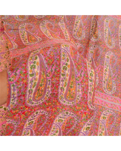 Sanskriti Vintage Brown 100% Pure Silk Printed Sarees Sari Floral Craft Fabric, PR-59286-Brown-Printed Floral Design-Pure Silk-5