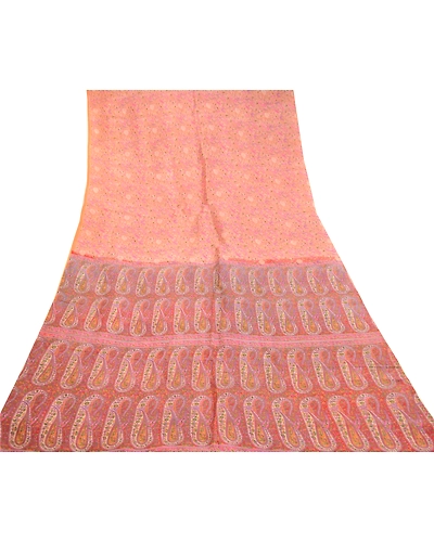 Sanskriti Vintage Brown 100% Pure Silk Printed Sarees Sari Floral Craft Fabric, PR-59286-Brown-Printed Floral Design-Pure Silk-7