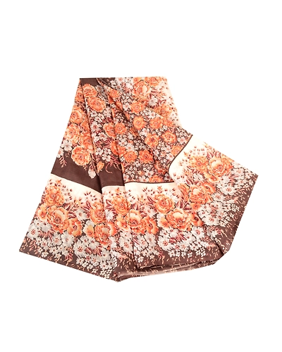 Sanskriti Vintage Brown Indian Sarees Pure Silk Printed Sari 5Yd Craft Fabric, PR-59315-Brown-Printed Floral Design-Pure Silk-6