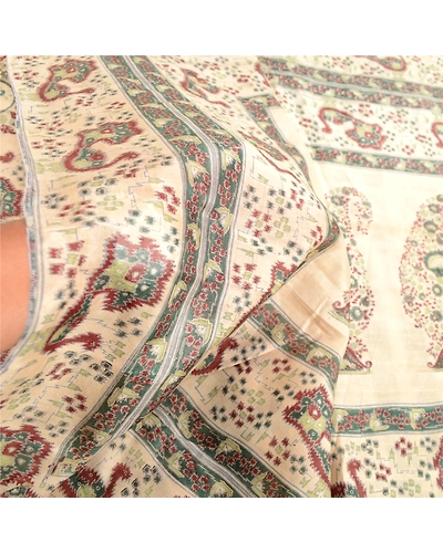 Sanskriti Vintage Green Indian Sarees Pure Silk Printed Sari Soft Craft Fabric, PR-59318-Green-Printed Floral Design-Pure Silk-6