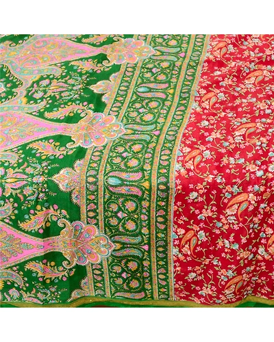 Sanskriti Vintage Red Sarees 100% Pure Silk Woven Printed Sari 5Yd Craft Fabric, PR-59334-Red-Printed Floral Design-Pure Silk-3