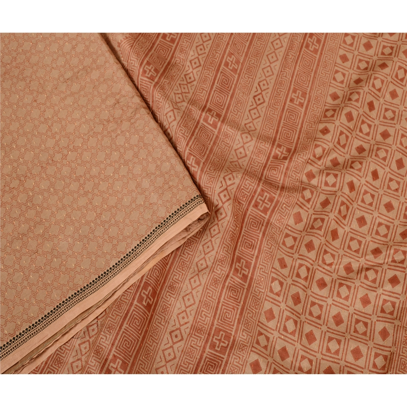 Sanskriti Vintage Brown Sarees Pure Silk Printed Sari Floral 5Yd Craft Fabric, PR-59341-Brown-Printed Floral Design-Pure Silk-3